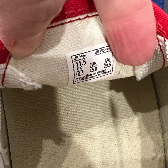 Men’s checkered Vans shoes 11.5 red blue grey yellow - Picture 2 of 8